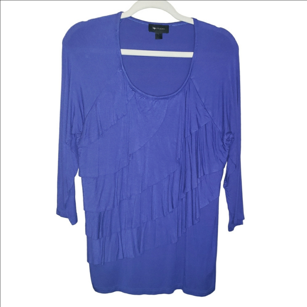 AB Studio XL Purple Ruffle Blouse Sixe XL